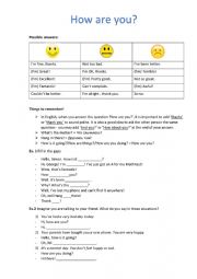 English Worksheet: How are you?