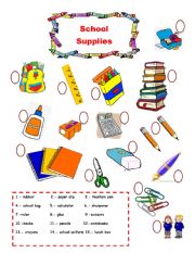 English Worksheet: SCHOOL SUPPLIES