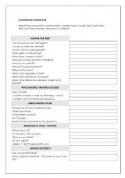 English Worksheet: Classroom language