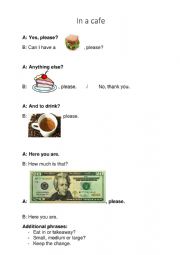 English Worksheet: In a cafe