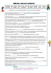 English Worksheet: Idioms about Celebrity and Fame