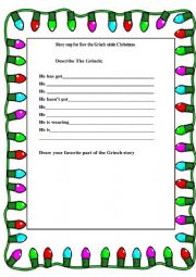 English Worksheet: The Grinch Description