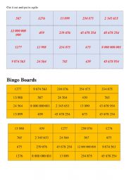 English Worksheet: Numbers (bingo)