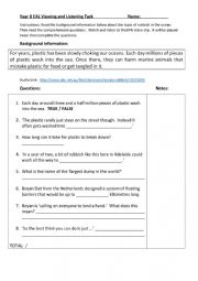 English Worksheet: Listening task - Ocean rubbish