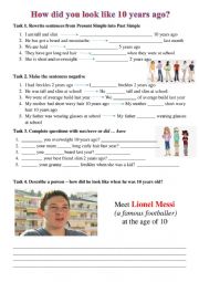 English Worksheet: How did you look like 10 years ago?