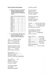 Song Listening Past Simple Call Me Maybe Esl Worksheet By Anetalab Vp Pl
