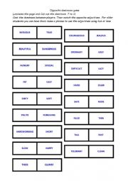 English Worksheet: opposite adjectives dominoes