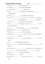 English Worksheet: present simple or past simple