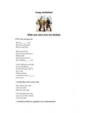 English Worksheet: Song worksheet Wish you were here Rednex