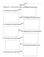 English Worksheet: routines days of the week- to draw