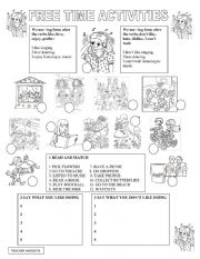 English Worksheet: FREE TIME ACTIVITIES 