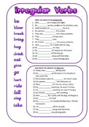 English Worksheet: Irregular Verbs (affirmative and negative)