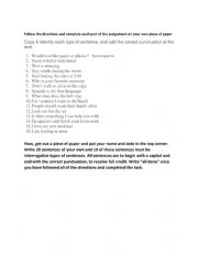 English Worksheet: Four Types of Sentences