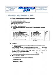 English Worksheet: mid term test1 9th grade