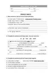 English Worksheet: Simple Present