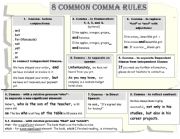 English Worksheet: Punctuation - Comma Rules