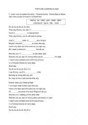 English Worksheet: Fortune Cookies class