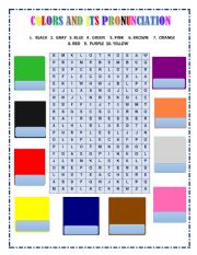 English Worksheet: COLORS ANS ITS PRONUNCIATION