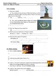 English Worksheet: SONGSofFREEDOM