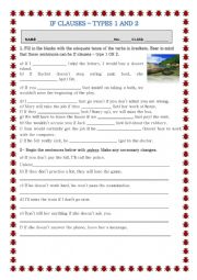 English Worksheet: If-clauses-Type 1 and 2