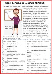English Worksheet: Present simple tense practice with Miss Djalili and Mrs Smith