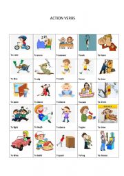 English Worksheet: action verbs