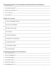 English Worksheet: Yes No Questions test