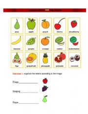 English Worksheet: fruits 