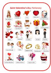 English Worksheet: Saint Valentines day pictionary