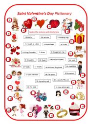 English Worksheet: Saint Valentines day matching exercise