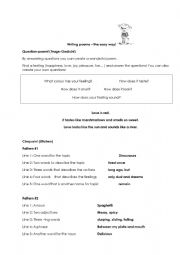 English Worksheet: Poems - easy way to write fun poems