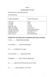 English Worksheet: Past tense and present perfect