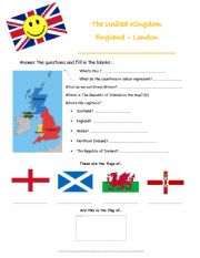 The UK, England, London worksheet