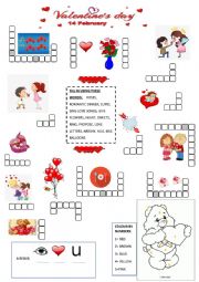 English Worksheet: St. Valentines Day Crossword