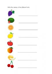 English Worksheet: FRUITS 