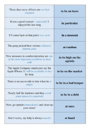 English Worksheet: Preposition + noun (synonymic phrases)