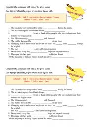 English Worksheet: Preposition + noun (fill-in the gaps exercise)