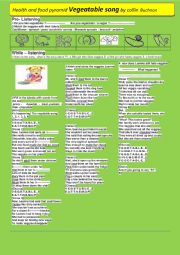 English Worksheet: Vegetable song by Collin Buchnan