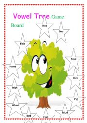 English Worksheet: Vowel Tree Game Board