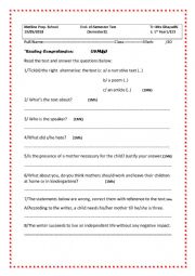 English Worksheet: exam