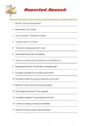 English Worksheet: Reported Speech