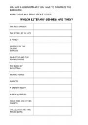 English Worksheet: Activity about literary genre