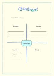 English Worksheet: Quadrant about Healthy Food