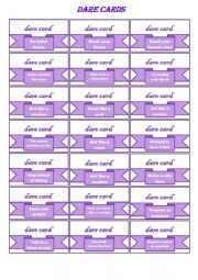 English Worksheet: Dare cards