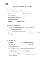 English Worksheet: phone conversations