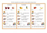 English Worksheet: Fruit Smoothie Recipe Worksheet