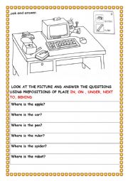 English Worksheet: PREPOSITIONS OF PLACE