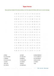 Super heroes word search ESL worksheet by kilts4me