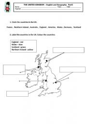 English Worksheet: THE UNITED KINGDOM  English and Geography Part 2