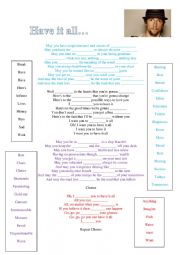 English Worksheet: Have it all!  Song by Jason Mraz